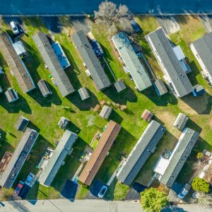 Aerial,View,Of,Trailer,Park,Houses,Laid,Out,Like,A